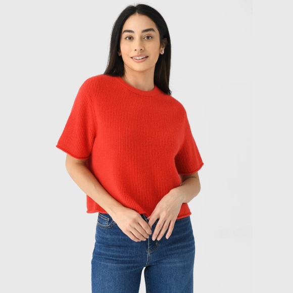 White + Warren Cashmere Waffle Mesh Tee Top Sweater XS - Picture 7 of 9